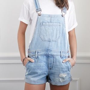 Short Distressed Overalls